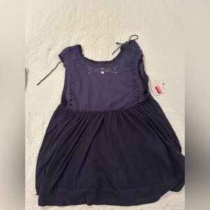 NWT free people flowy navy tank top with eyelet details